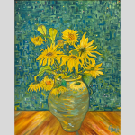 Yellow Sunflowers in Pottery Clay Vase