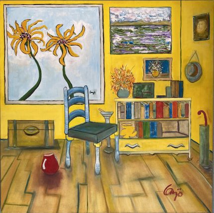 Blue Chair in Yellow Room