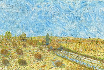 BLUE MAN IN HAY FIELD