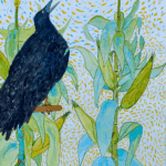 Black Crow in Corn Field