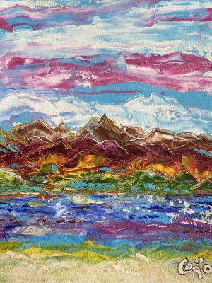 Acrylic Mountains and Field